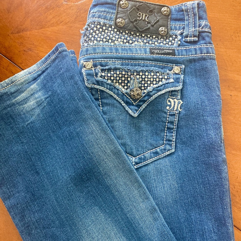 Miss Me jeans with rhinestones 33 inseam leg